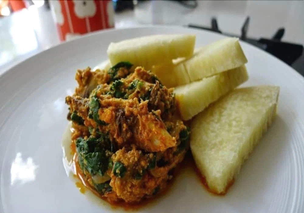 Plantain and Kontomire Stew