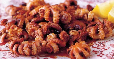 Yam Fries and Octopus