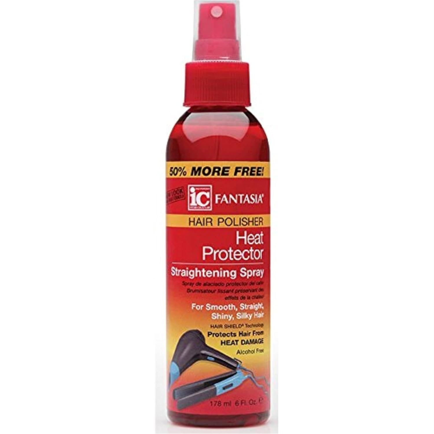 Fantasia Hair Polisher Heat Protector Straightening Spray, (6 oz)