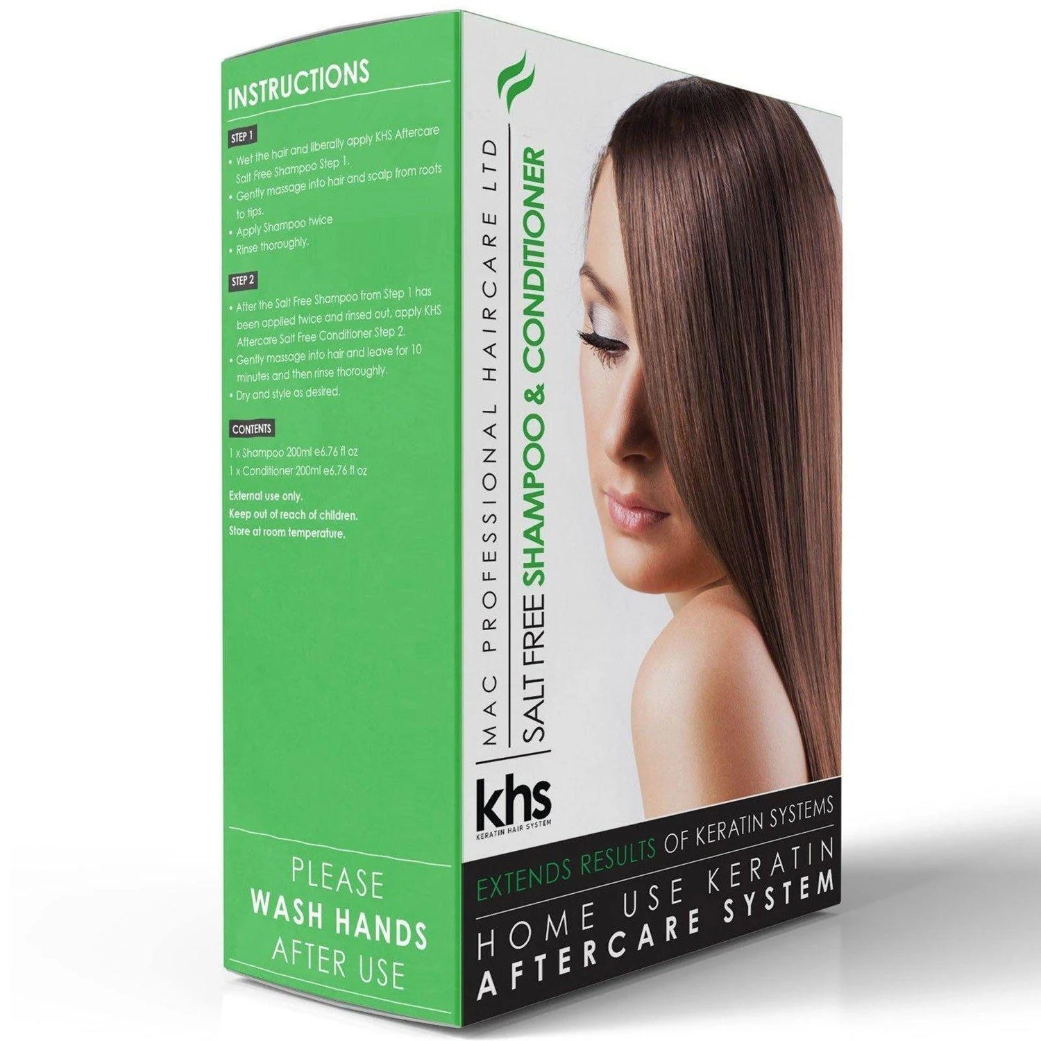 KHS Salt-Free Shampoo & Conditioner – Home Use Keratin Aftercare System (2 x 200ml)