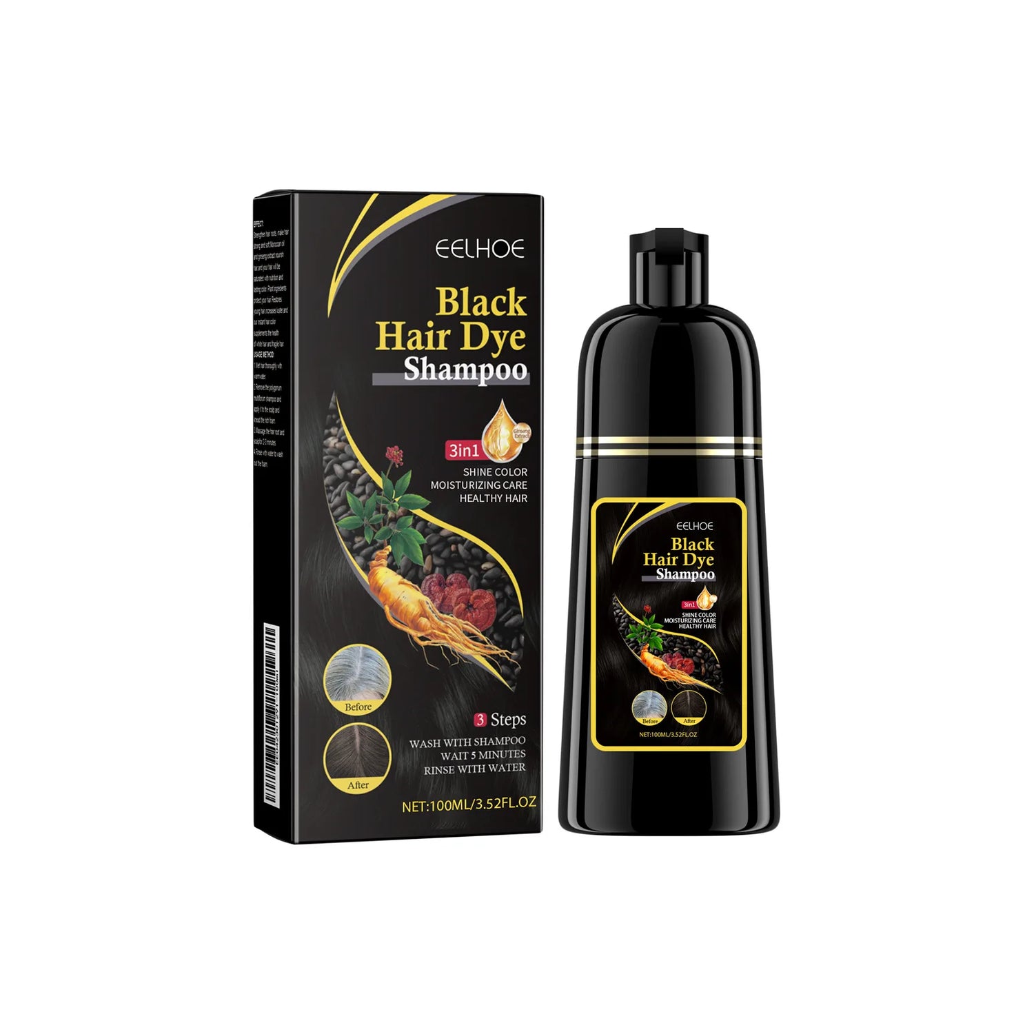 EELHOE Black Hair Dye Shampoo 500ml