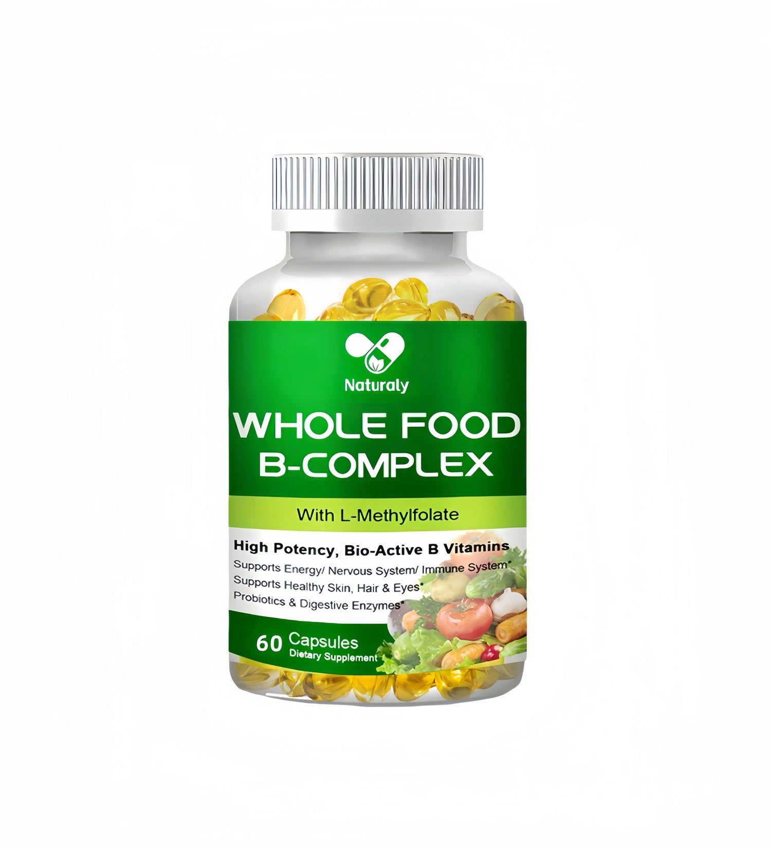 Vitamin B Complex Capsules - B1, B2, B3, B5, B6, B7, B9, B12