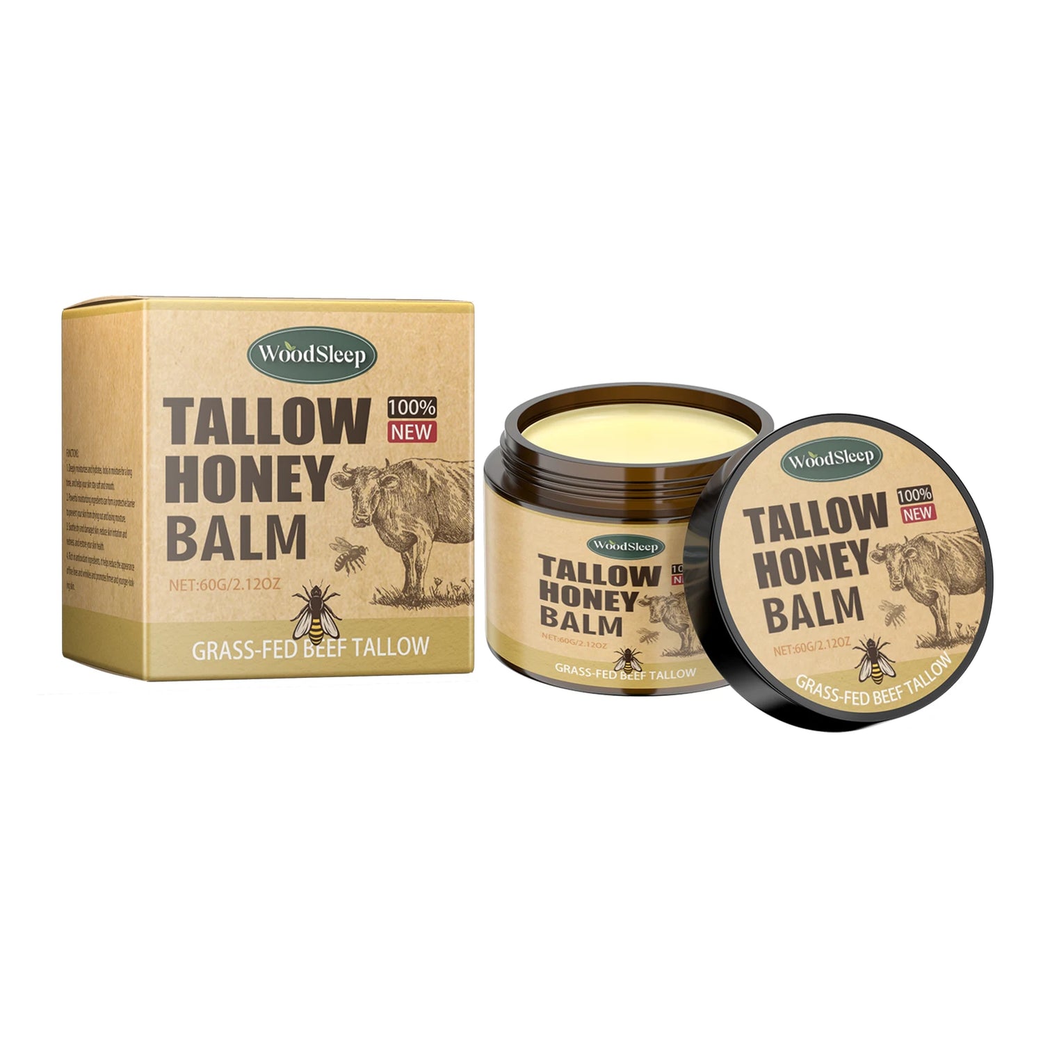 WOODSLEEP Beef Tallow & Honey Balm  - 100g
