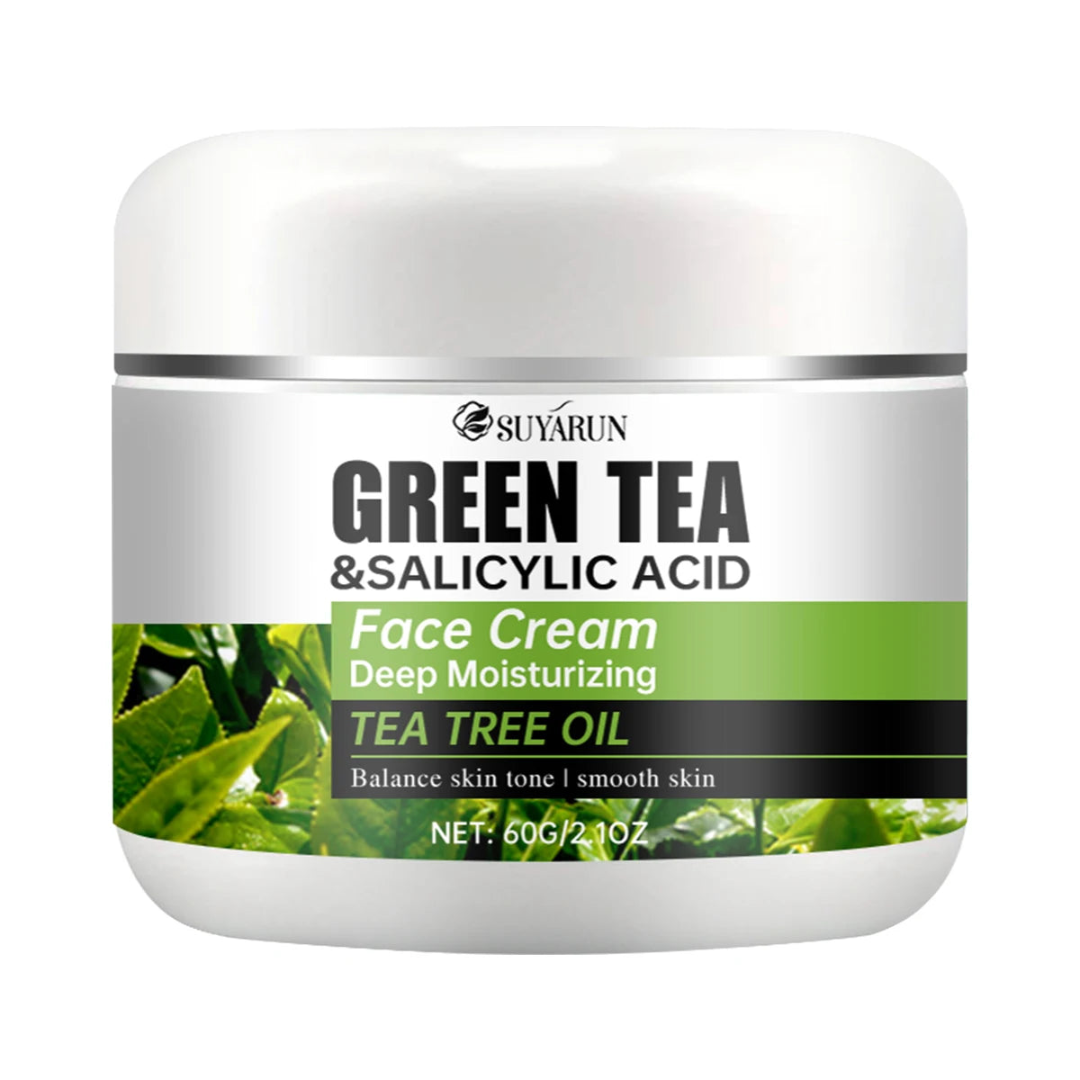 SUYARUN Tea Tree Oil &amp; Salicylic Acid Green Tea Face Cream - 100g