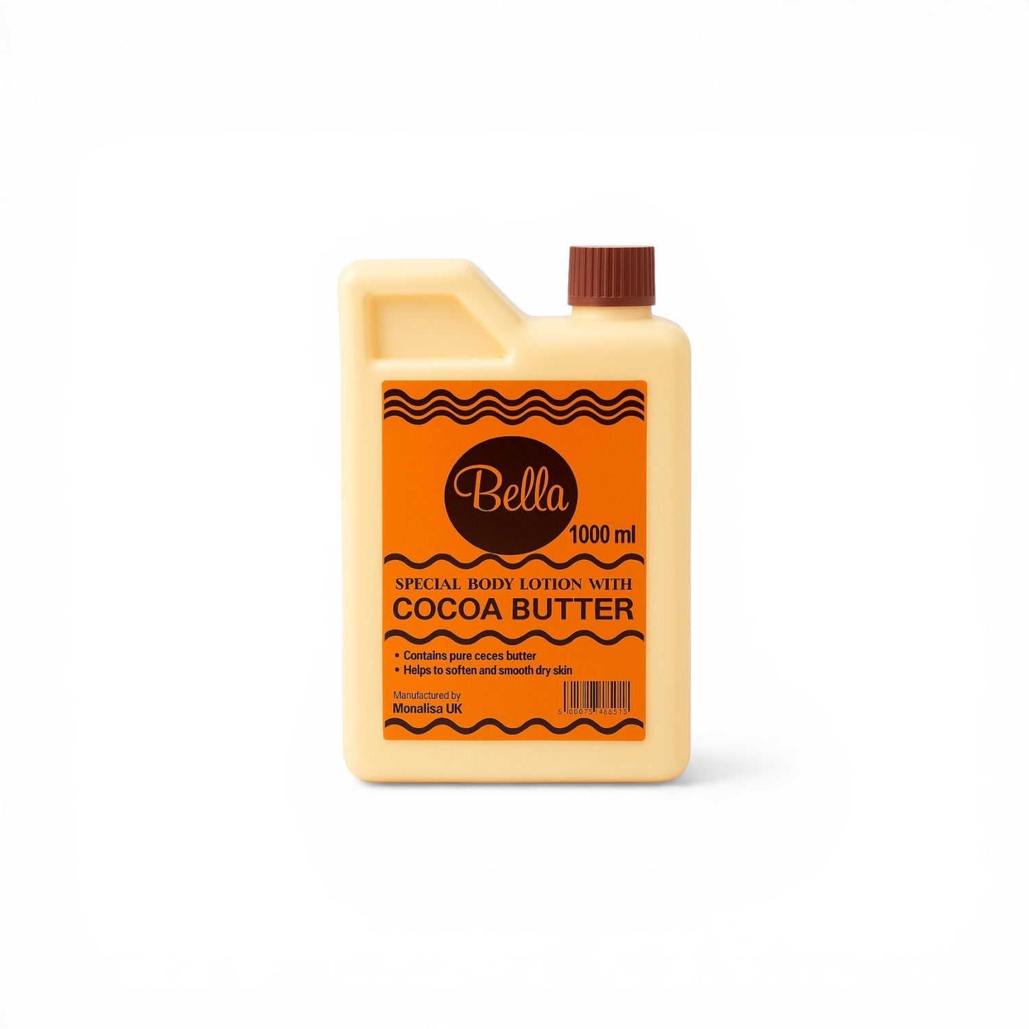 Duaba Afro Bella Cocoa Butter Special Body Lotion 1000ml in a pale yellow bottle with an orange label.