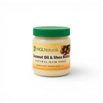 Duaba Afro MGL Naturals Coconut Oil & Shea Butter Hair Food jar with green lid. Natural hair growth treatment.