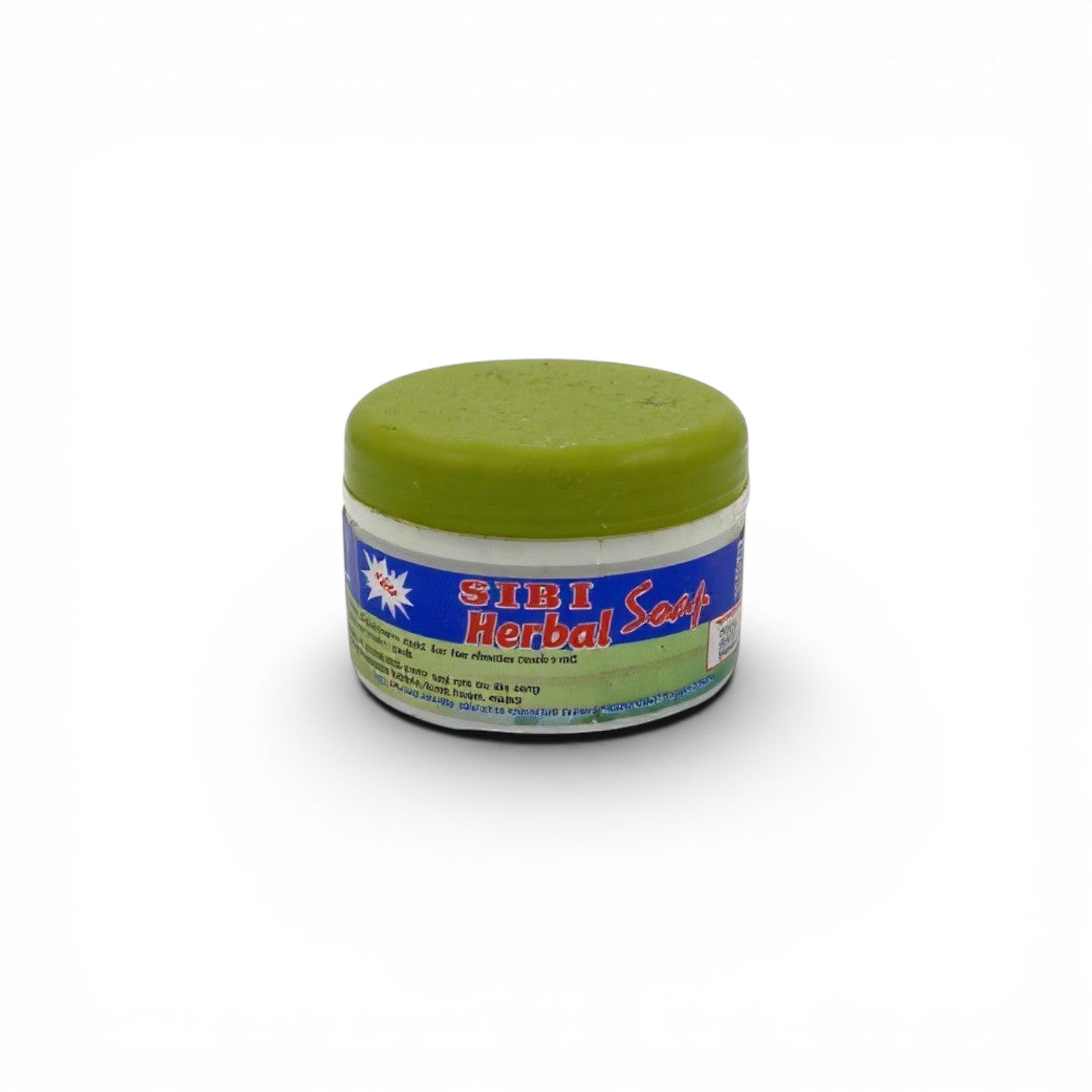 Duaba Afro Sibi Herbal Soap 200g bar with green lid, natural Ghanaian herbal soap for skin care.