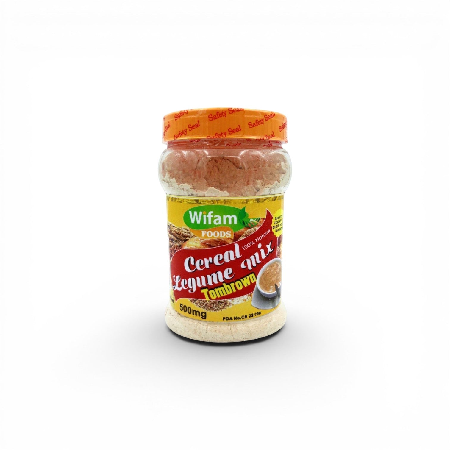 Duaba Afro Foods Wifam Legume Flour Tom Brown cereal mix, 500mg, a traditional Ghanaian multigrain porridge.