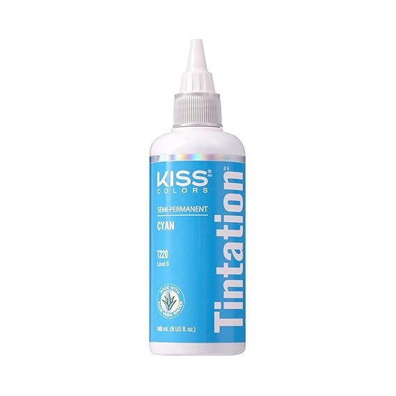 KISS Colors Tintation Semi-Permanent Hair Color – Cyan (T220) – (148 mL / 5 fl. oz)
