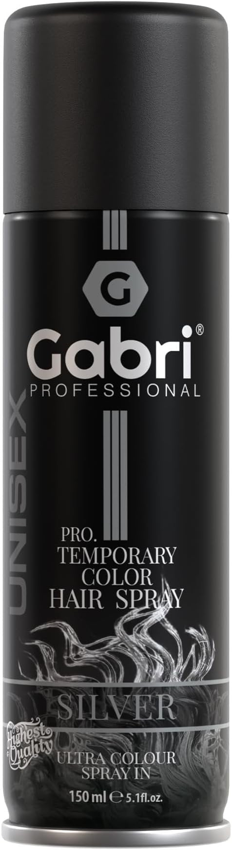 Gabri Professional Pro Temporary Color Hair Spray – Silver – (150 mL / 5.1 fl. oz)