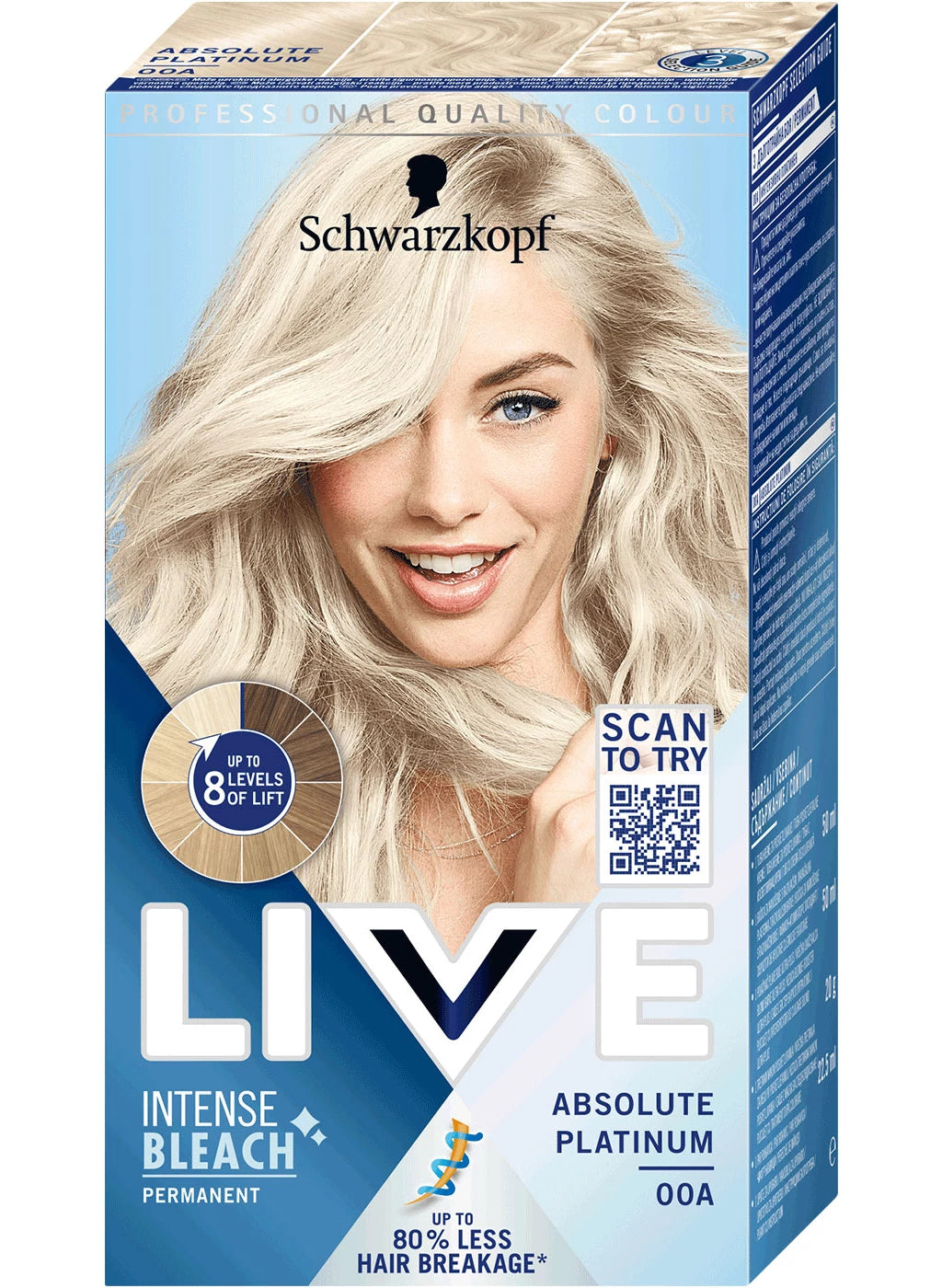 Schwarzkopf LIVE Intense Bleach – 00A Absolute Platinum – Permanent – (200ml)