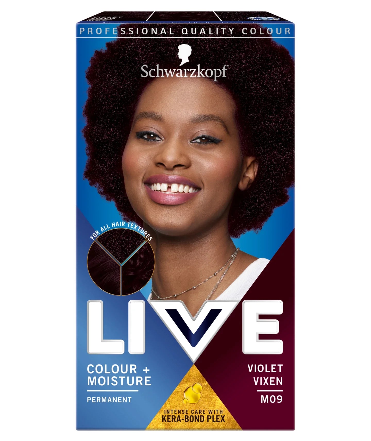 Schwarzkopf LIVE Colour + Moisture – M09 Violet Vixen – Permanent Hair Colour – Kera-Bond Plex (200ml)