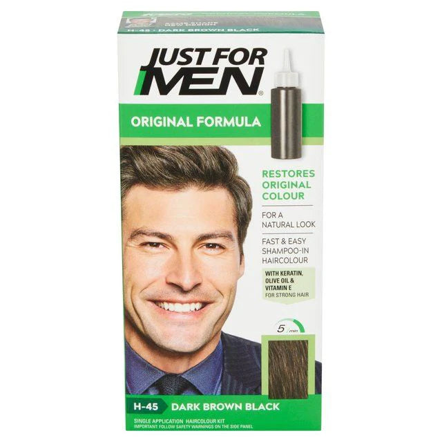 Just For Men – H-45 Dark Brown Black – Original Formula Shampoo-In Hair Colour (200ml)