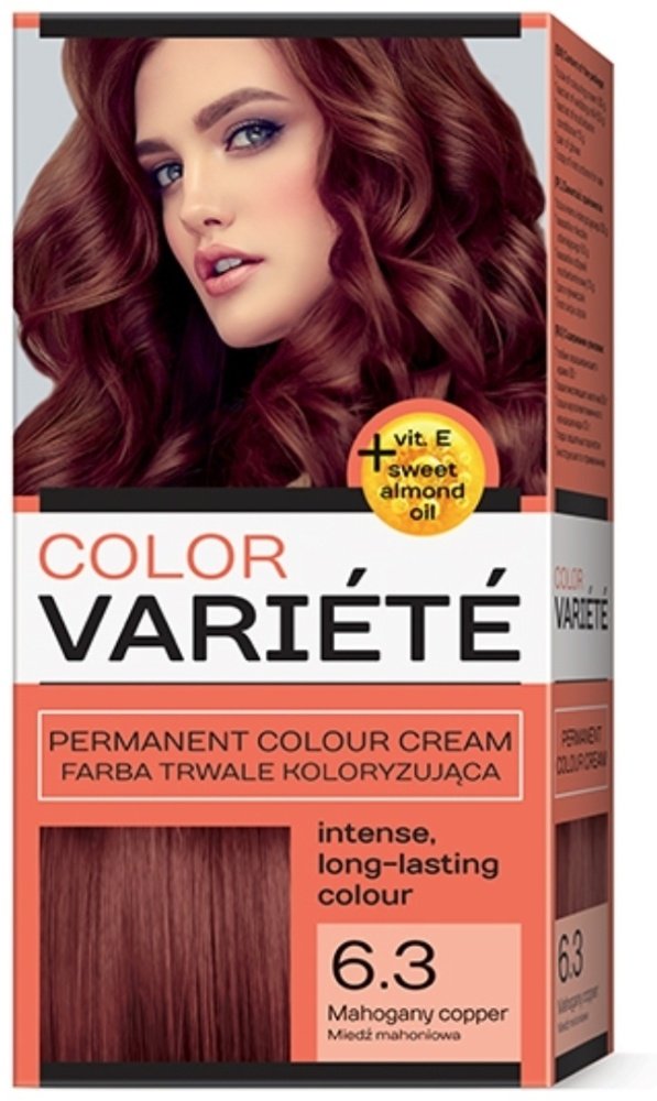 Color Variété Permanent Colour Cream – 6.3 Mahogany Copper – with Vitamin E & Sweet Almond Oil (200ml)