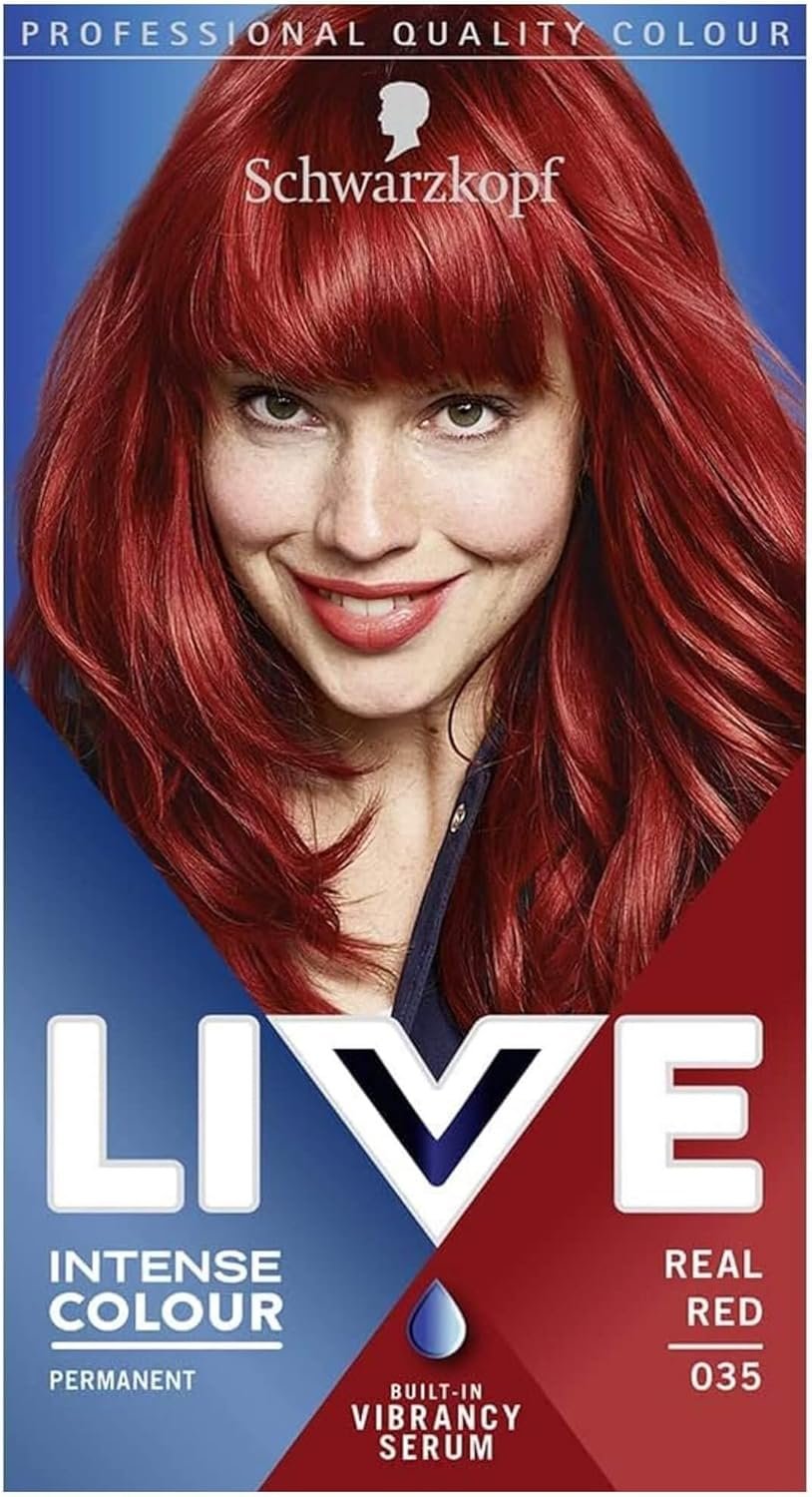 Schwarzkopf LIVE Intense Colour – 035 Real Red – Permanent Hair Colour – Vibrancy Serum  (150ml)