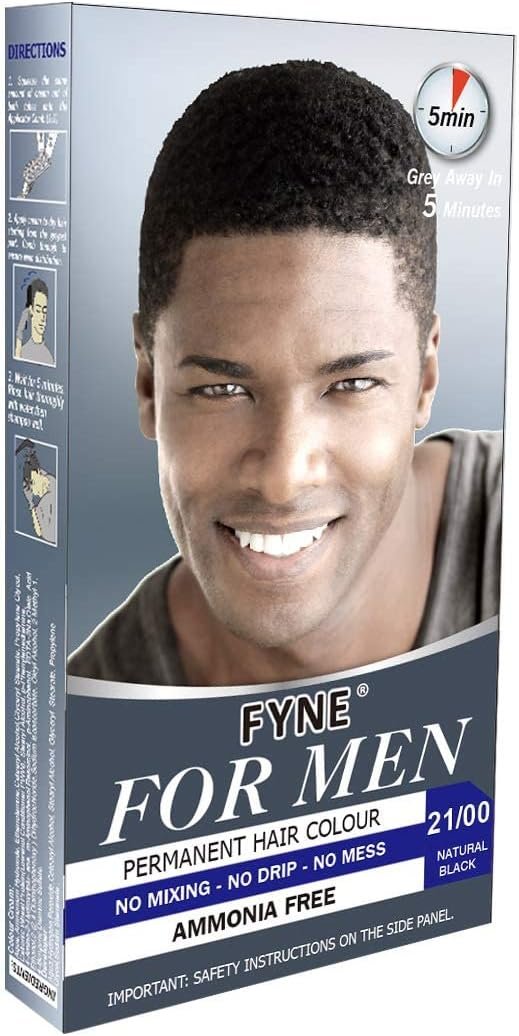 FYNE – 21/00 Natural Black – Permanent Hair Colour for Men – No-Mix Gel (150ml)