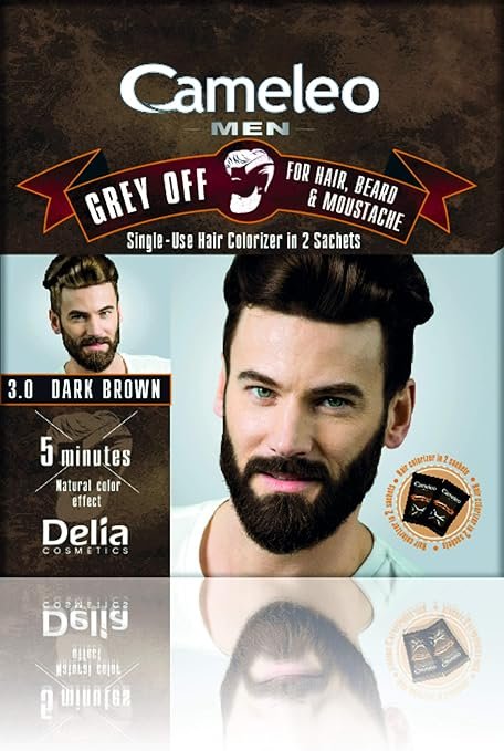 Cameleo Men Grey Off – 3.0 Dark Brown – Hair, Beard & Moustache Colour – 2 Sachets (150ml)
