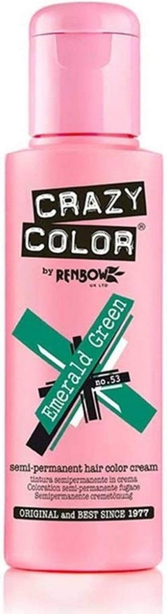 Crazy Color Semi-Permanent Hair Color Cream – Emerald Green No. 53 (100 mL)